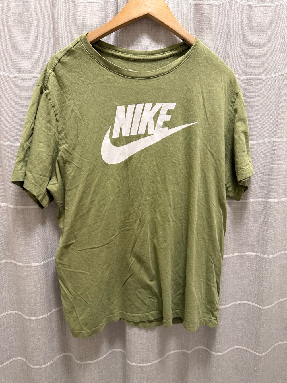Nike Olive Green Crewneck T-Shirt with White Logo